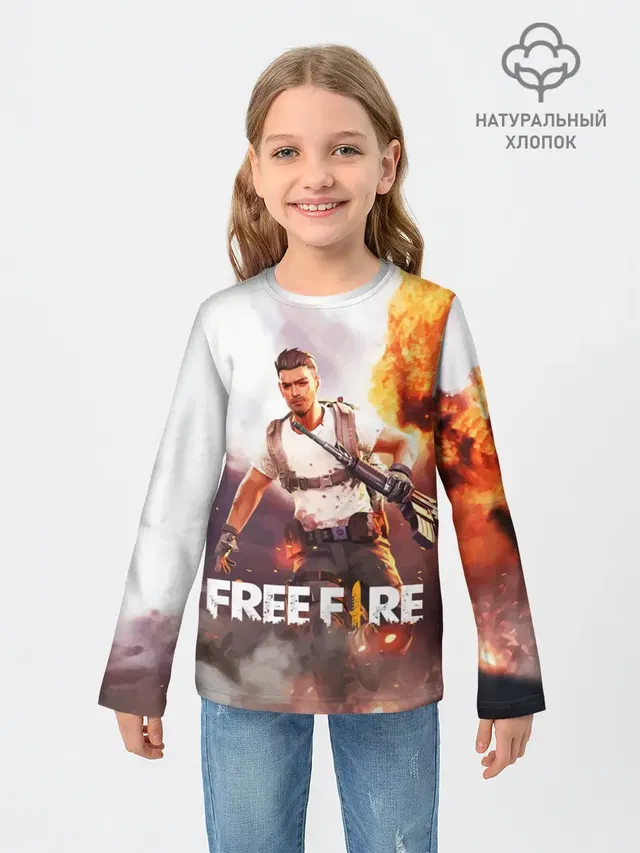 Детский лонгслив с принтом «explosion — FREE FIRE»