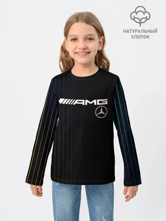 Детский лонгслив с принтом «Merсedes — Mercedes»