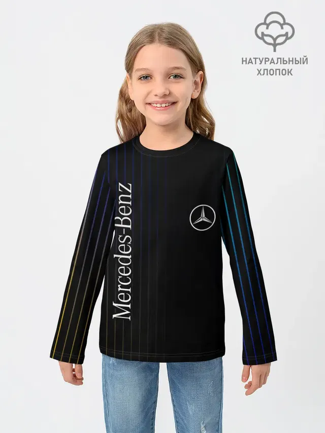 Детский лонгслив с принтом «Gradient — Mercedes»