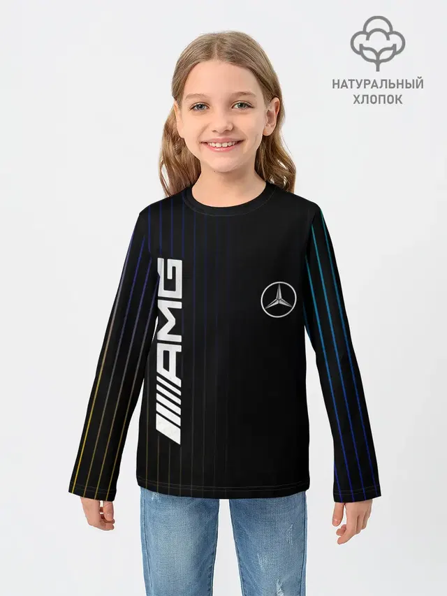 Детский лонгслив с принтом «Merсedes — Mercedes»