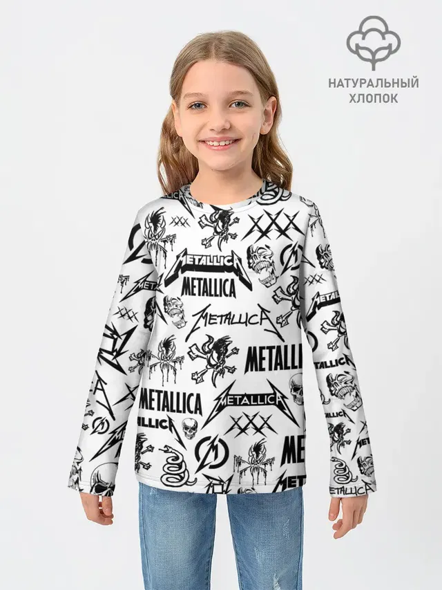 Детский лонгслив с принтом «Metallica — METALLICA LOGOBOMBING»
