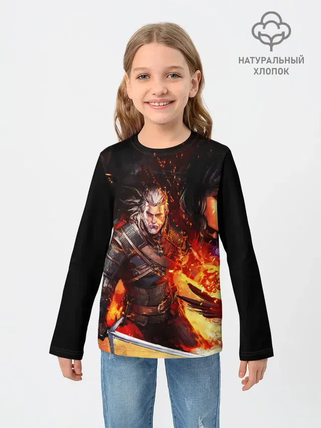 Детский лонгслив с принтом «Ведьмак — THE WITCHER 3:WILD HUNT»