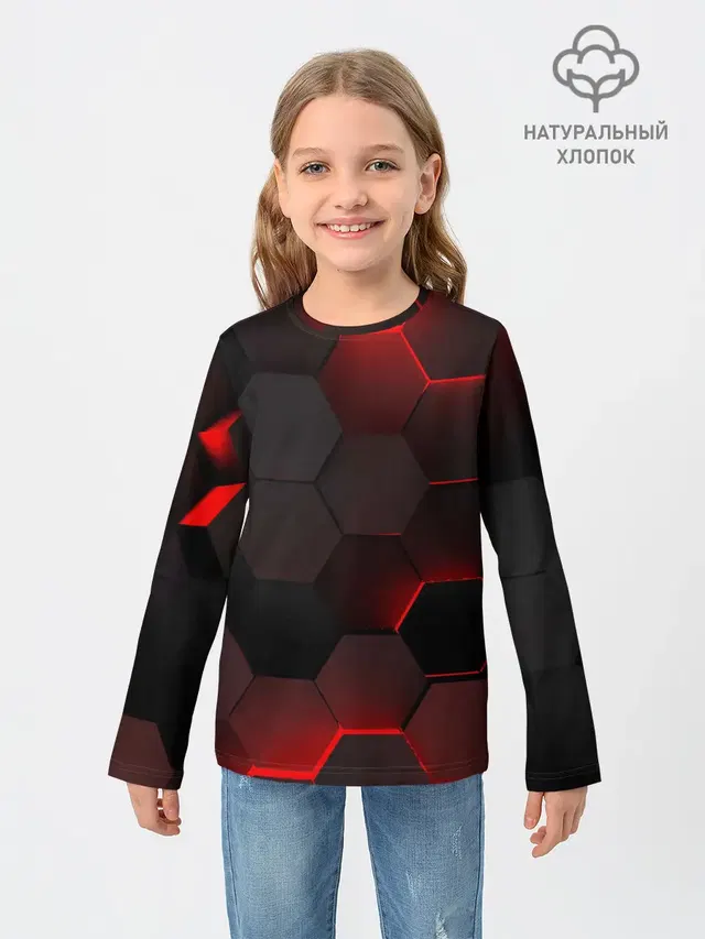 Детский лонгслив с принтом «3D плиты»