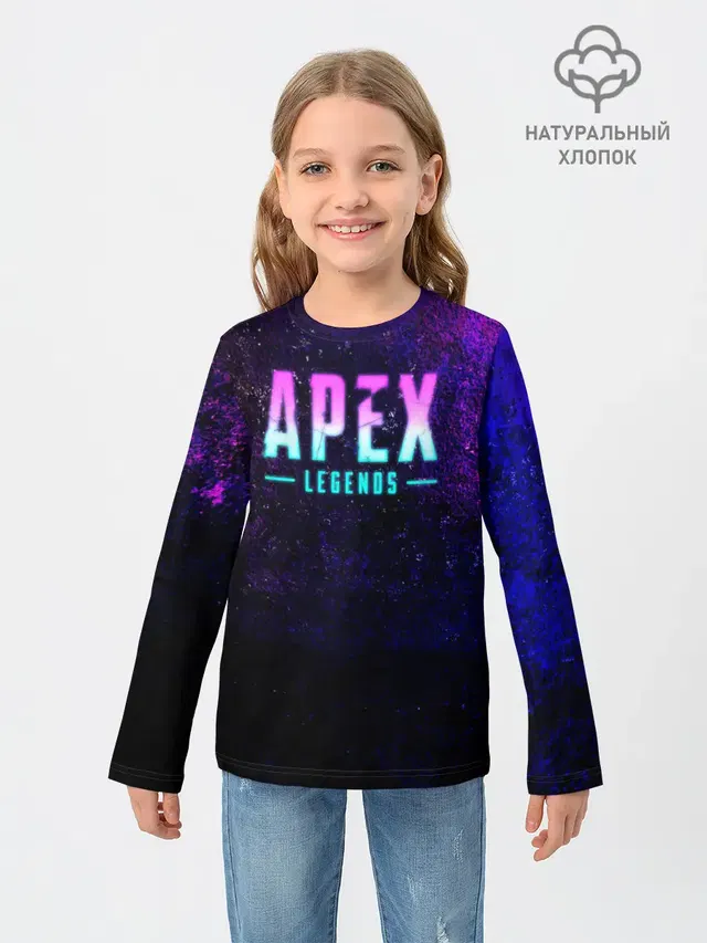 Детский лонгслив с принтом «Apex Legends. Neon logo»