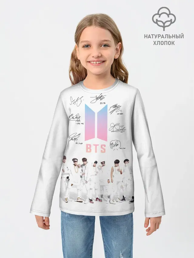 Детский лонгслив с принтом «BTS»