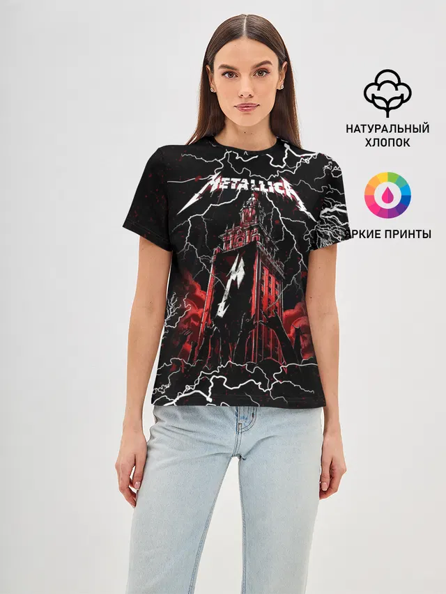 Женская базовая футболка с принтом «Metallica»