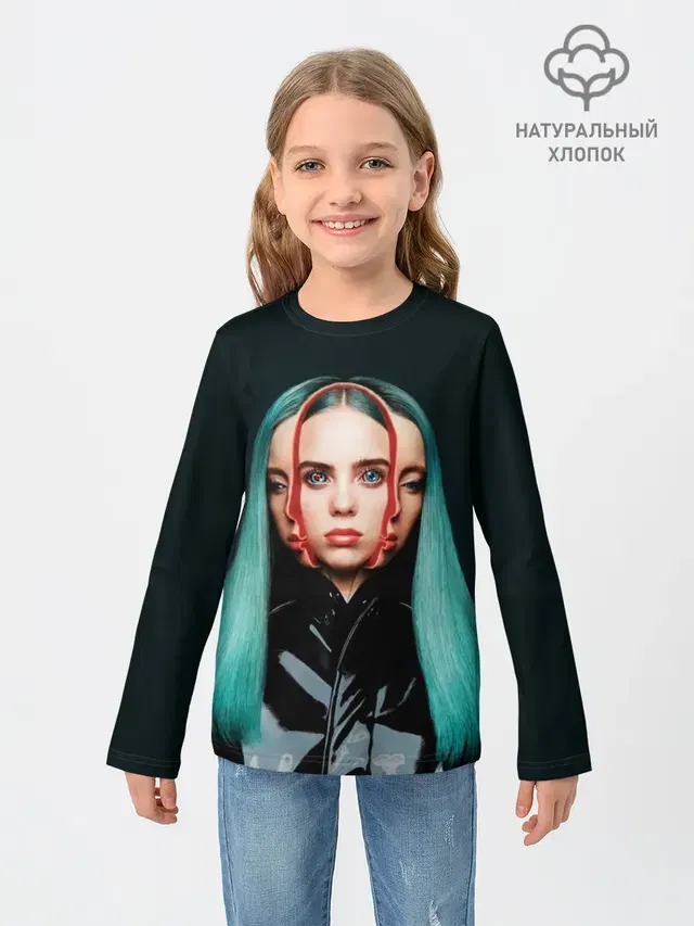 Детский лонгслив с принтом «Billie Eilish»
