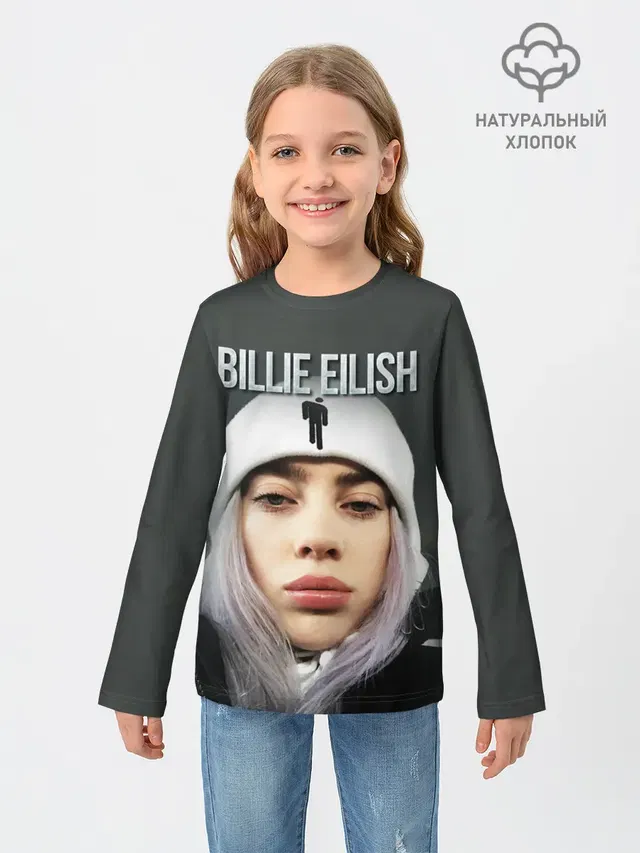 Детский лонгслив с принтом «Billie Eilish»