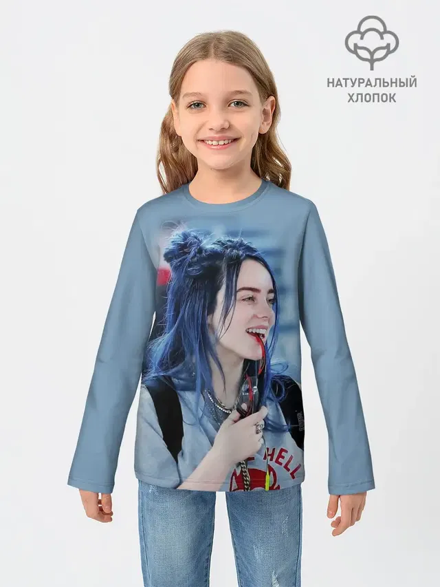 Детский лонгслив с принтом «Billie Eilish»
