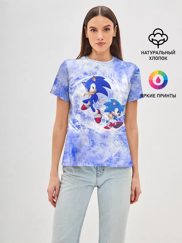 Женская базовая футболка с принтом «Classic Sonic»