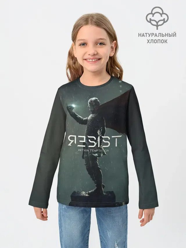 Детский лонгслив с принтом «Разный рок — Within Temptation RESIST»