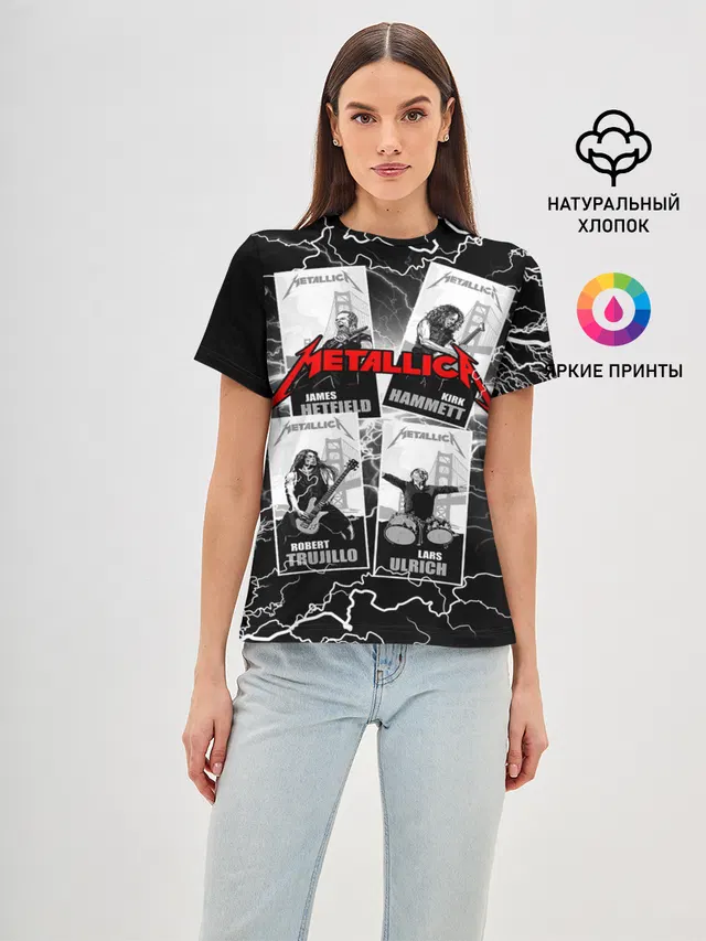 Женская базовая футболка с принтом «Metallica»