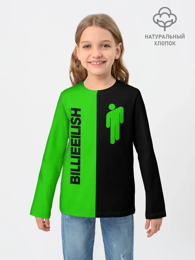 Детский лонгслив с принтом «Billie Eilish»