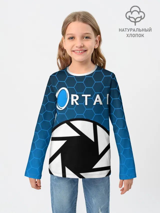 Детский лонгслив с принтом «Portal»
