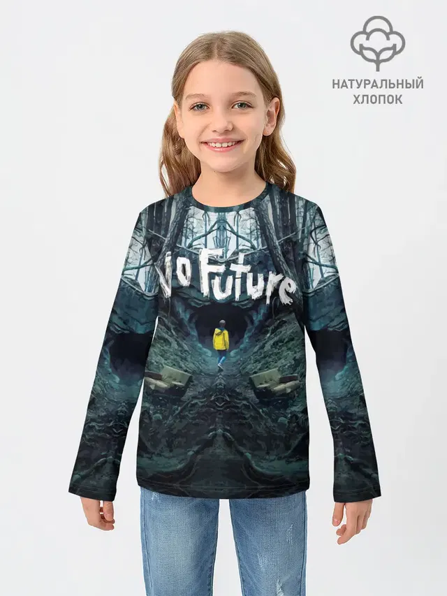 Детский лонгслив с принтом «Тьма — ТЬМА - No Future»