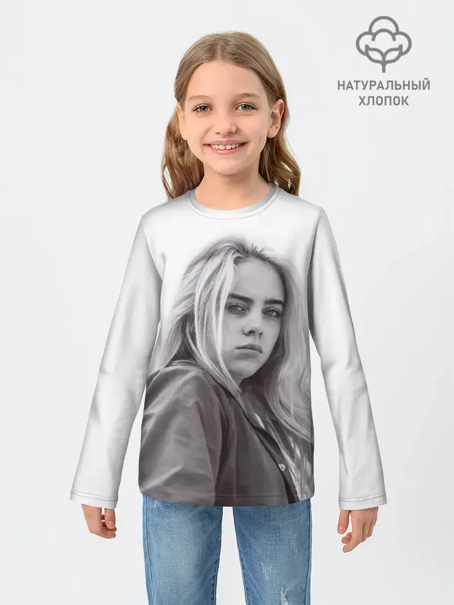 Детский лонгслив с принтом «Billie Eilish»