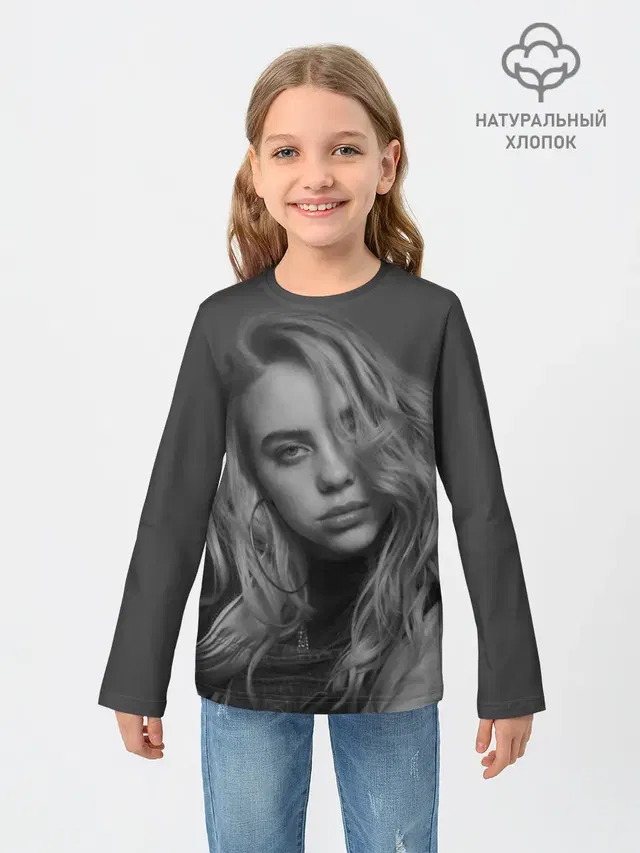 Детский лонгслив с принтом «Billie Eilish»