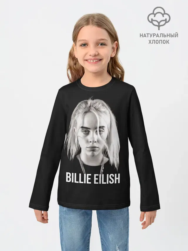 Детский лонгслив с принтом «Billie Eilish»