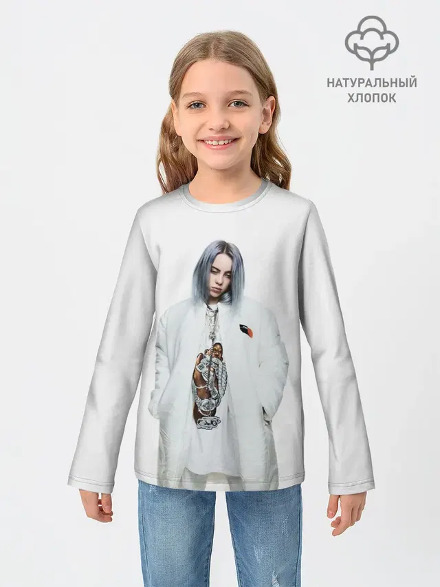 Детский лонгслив с принтом «Billie Eilish»