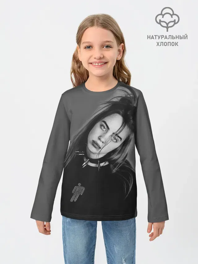 Детский лонгслив с принтом «Billie Eilish»