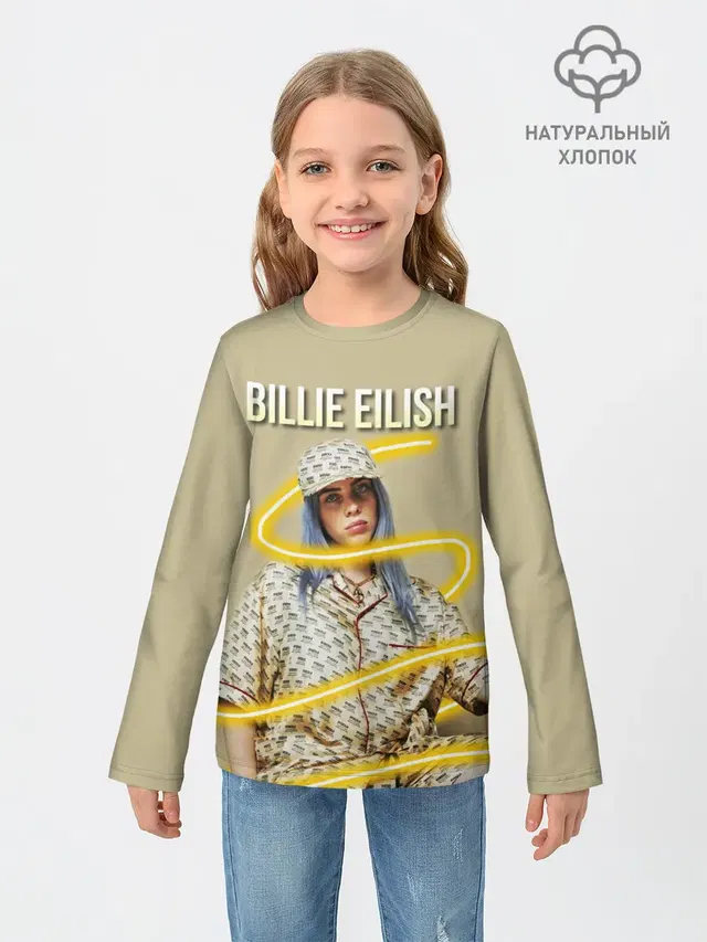 Детский лонгслив с принтом «Billie Eilish»