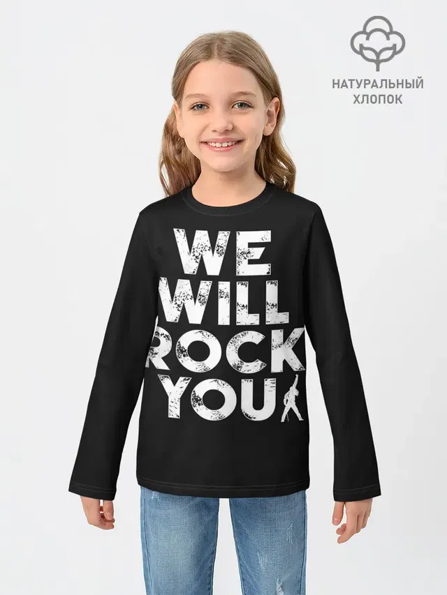 Детский лонгслив с принтом «Queen — We Will Rock You»