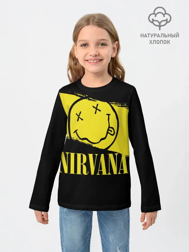 Детский лонгслив с принтом «Nirvana»