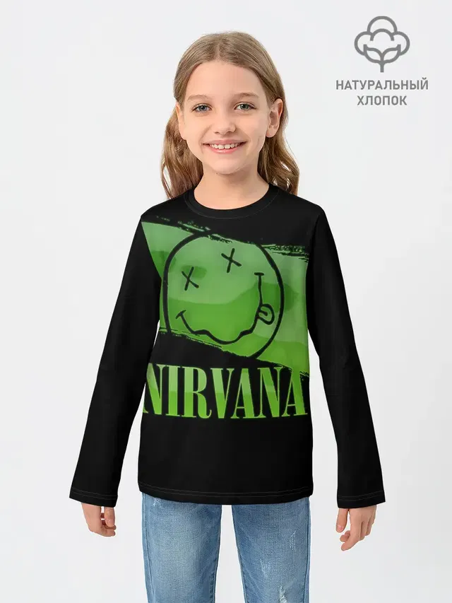 Детский лонгслив с принтом «Nirvana smiley»