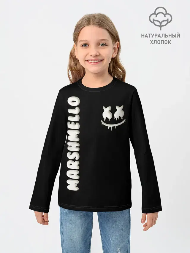 Детский лонгслив с принтом «Marshmello — РЮКЗАК MARSHMELLO»