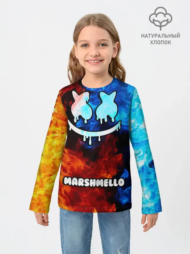 Детский лонгслив с принтом «Marshmello — РЮКЗАК MARSHMELLO»