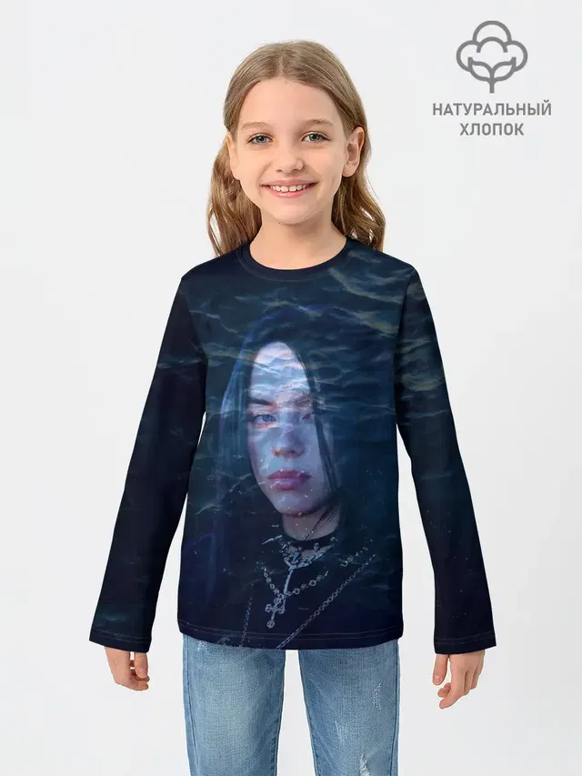 Детский лонгслив с принтом «Billie Eilish — Billie Eilish Ocean Eyes»