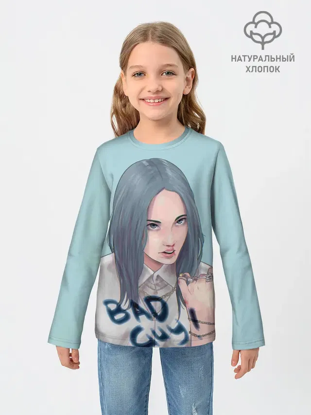 Детский лонгслив с принтом «Billie Eilish»