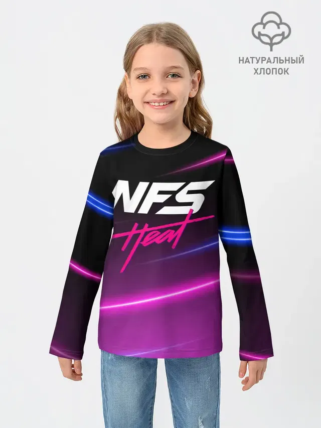 Детский лонгслив с принтом «Neon — NFS: Heat»