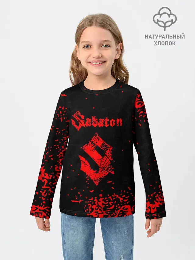 Детский лонгслив с принтом «Разный рок — SABATON»