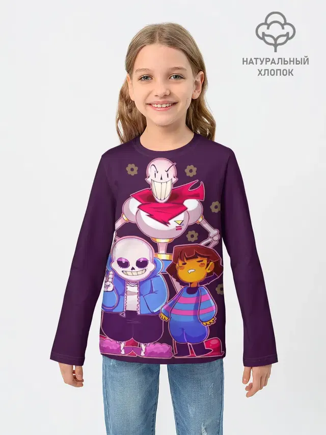 Детский лонгслив с принтом «Персонажи Undertale»