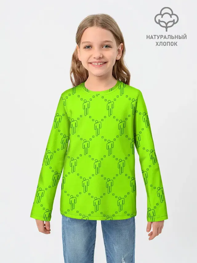 Детский лонгслив с принтом «Billie Eilish — Billie Eilish pattern»