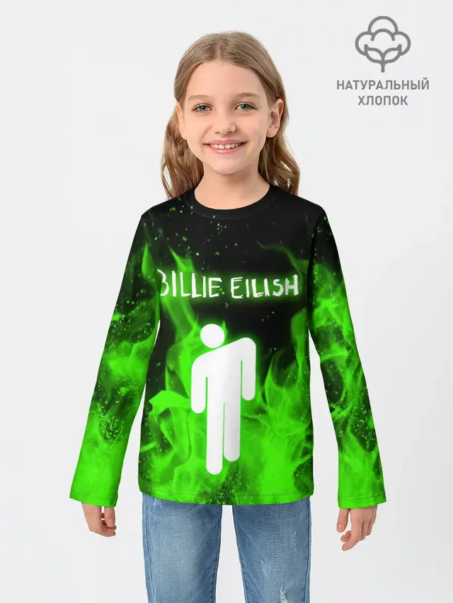 Детский лонгслив с принтом «Billie Eilish»