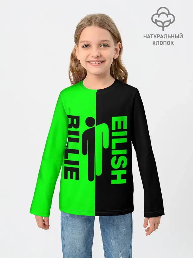 Детский лонгслив с принтом «Billie Eilish»