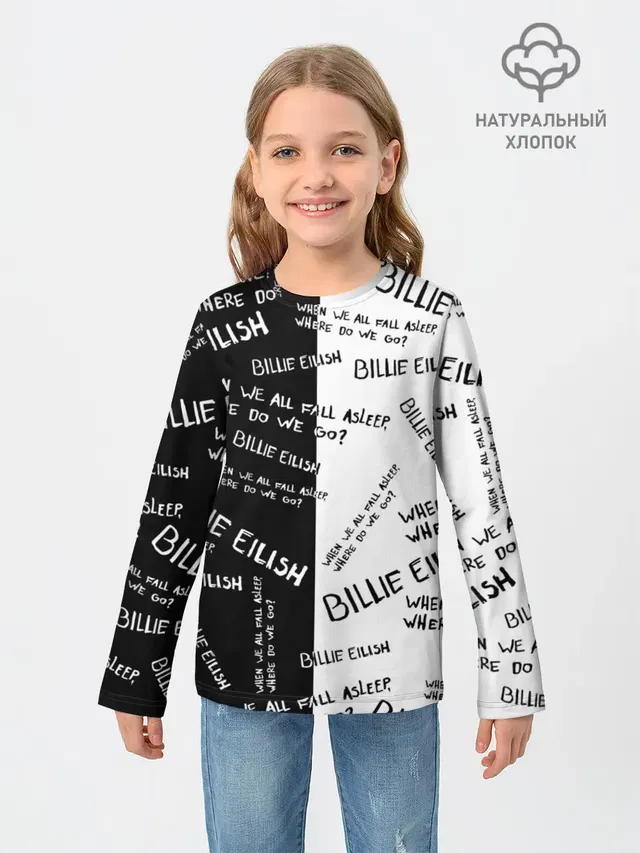 Детский лонгслив с принтом «Billie Eilish — BILLIE EILISH - Where Do We Go»