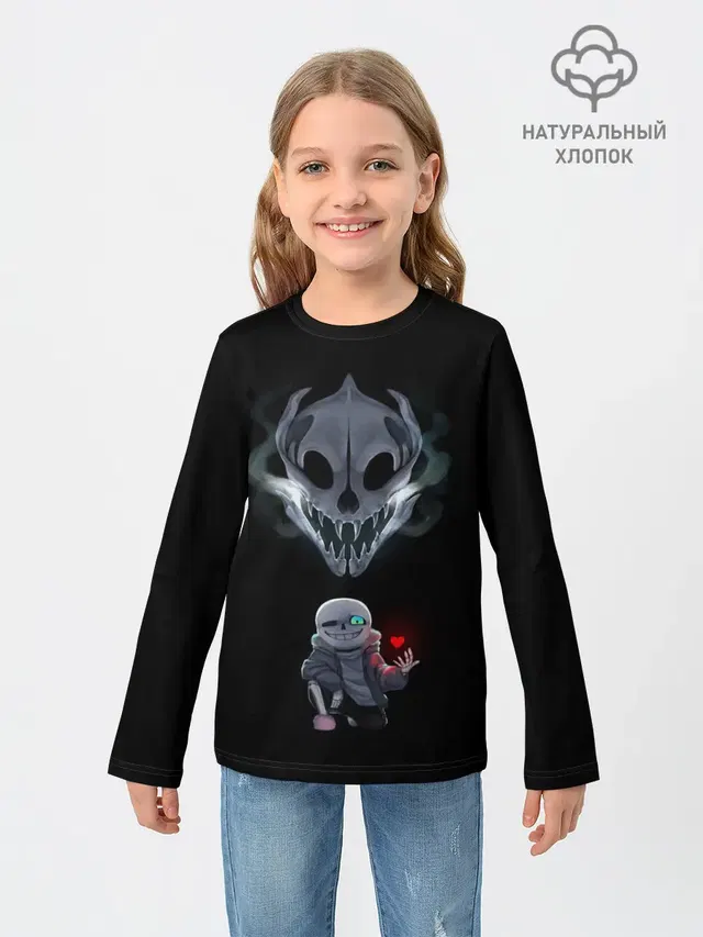 Детский лонгслив с принтом «Gaster Blasters»