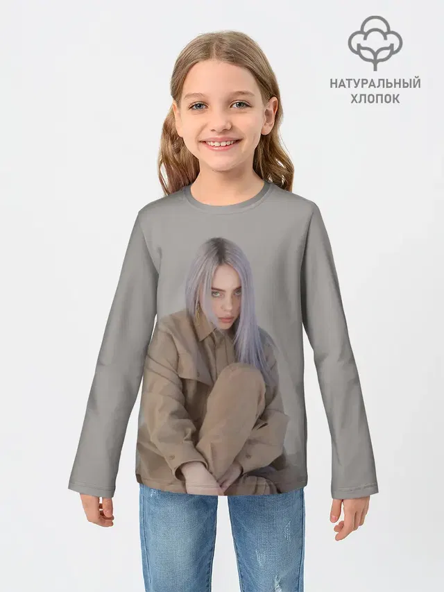 Детский лонгслив с принтом «Billie Eilish»
