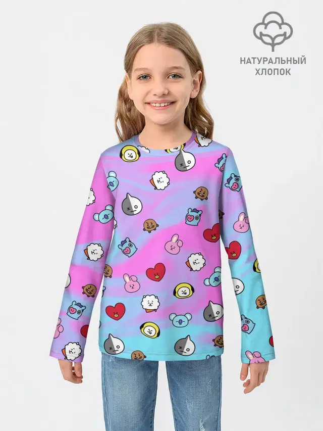 Детский лонгслив с принтом «BTS — BT21»