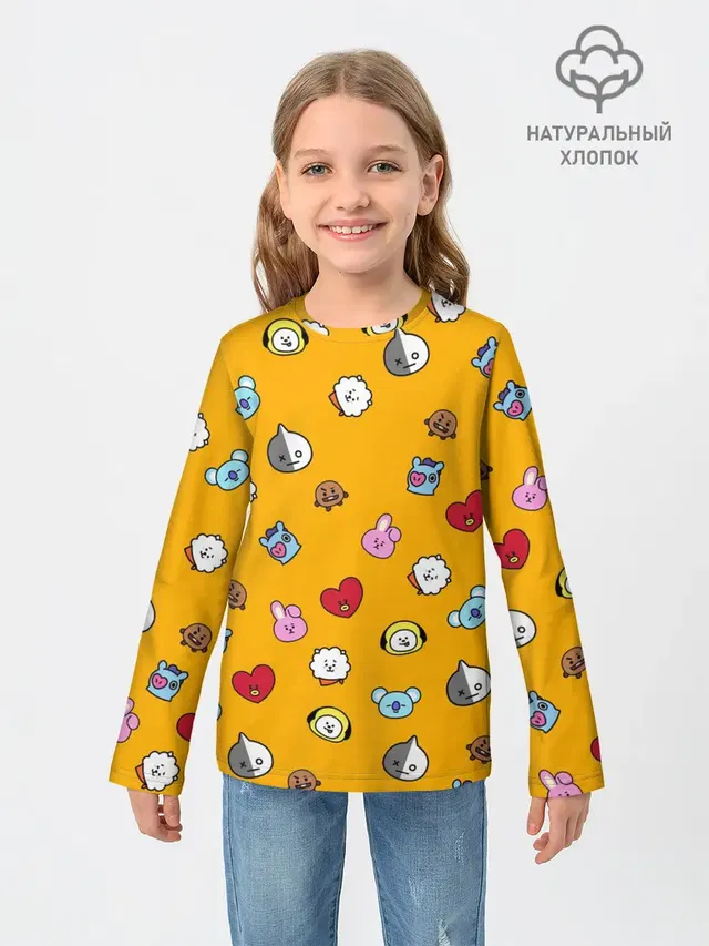 Детский лонгслив с принтом «BTS — BT21»