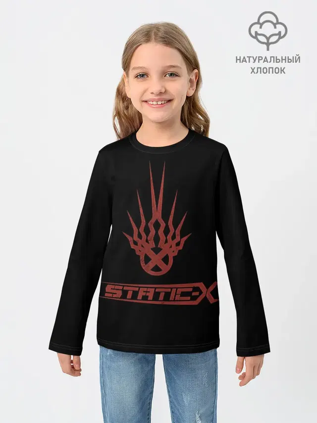 Детский лонгслив с принтом «Разный рок — Static-X»