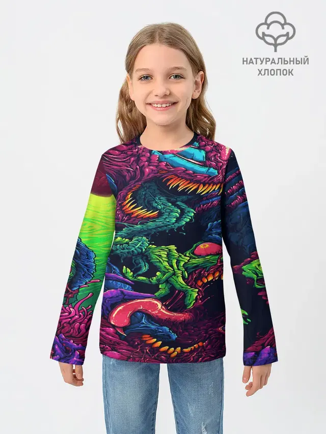 Детский лонгслив с принтом «Counter-Strike — CS GO hyper beast skin»