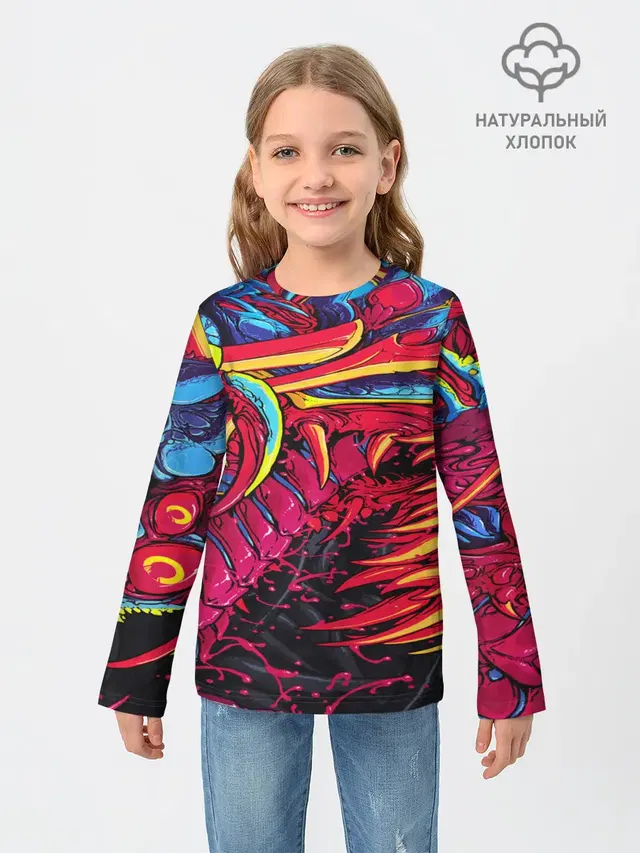 Детский лонгслив с принтом «Counter-Strike — CS GO hyper beast skin»