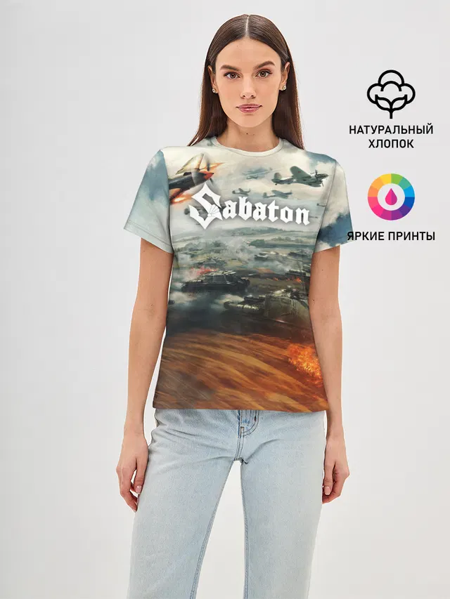 Женская базовая футболка с принтом «Sabaton»