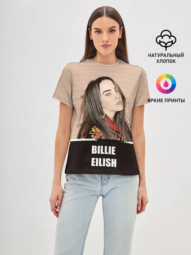 Женская базовая футболка с принтом «Billie Eilish»