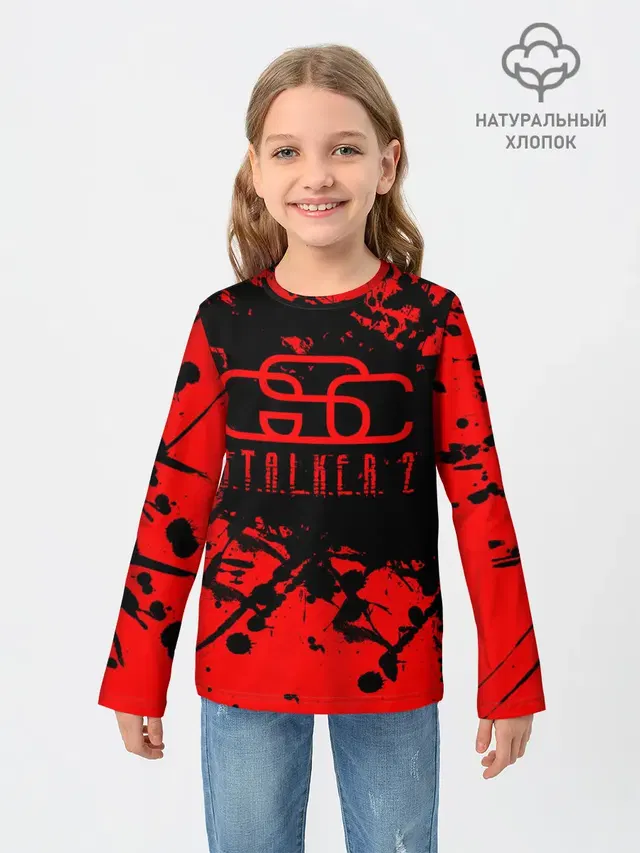 Детский лонгслив с принтом «Stalker — Stalker GSC red»