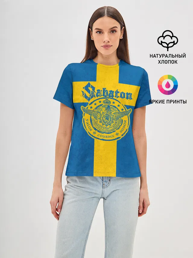 Женская базовая футболка с принтом «Swedish flag»